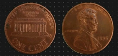 1996 Penny-  Lincoln  1 Cent Coin with Unique Errors  - Image 1 of 4