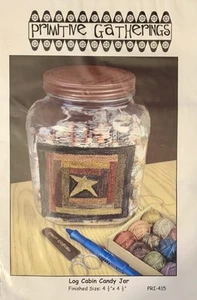 Blockhaus Bonbonglas Lochnadel Stickmuster & Stoff primitive Raffung - Bild 1 von 3