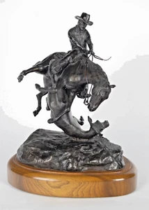 Bronze Sculpture, J.B. Buck Brumley (1938-2013), "Cowboy on Horseback", 1980! - Picture 1 of 6