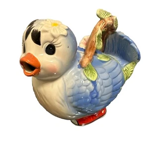 Vintage 1990’s Teapot Ceramic Bluebird Wearing Red Sneakers w/Branch Handle - Picture 1 of 7