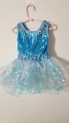 New Tutu Dress Sparkly blue sequence with snowflake prints.  - Image 1 of 4