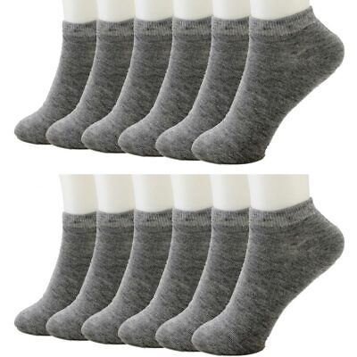12 Pack Ankle Socks Cotton Men Womens Size 10-13 Low Cut Crew Stretch Sport Grey • 15.99€