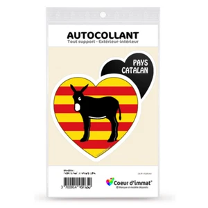 Sticker autocollant Coeur J'aime le Pays Catalan - Burro Drapé - Picture 1 of 6