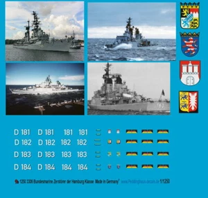 Peddinghaus-Decals 1/1250 3306 Marine Allemande Destroyer Le Hamburg Classe - Photo 1 sur 1