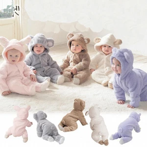 Kids Baby Hooded bag feet Romper bodysuit winter warm one piece Jumpsuit Outfits - Picture 1 of 16