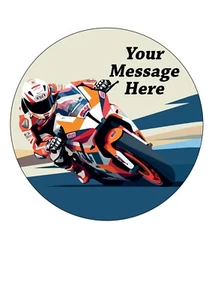 Superbike Motorrad PERSONALISIERT 7-8 Zoll Kreis essbar Glasur Kuchen Topper - Bild 1 von 1