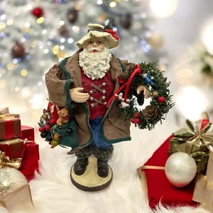 Vintage Paper Mache 13” Santa Wreath Present Sack - Picture 1 of 9