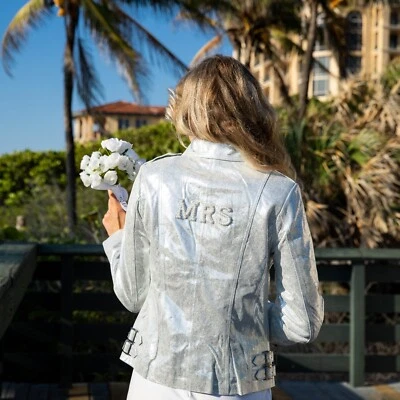 Chaqueta de Boda para Novia, Chaqueta Elegante Lentejuelas, Novia Sra Chaqueta con Nombre Personalizado Foto 1 de 4
