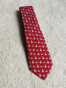 Vineyard Vines Boy’s Santa Whale Tree Christmas Silk Tie Preppy Red - Picture 1 of 4