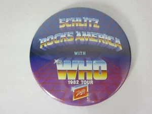 Vintage 1982 The Who Schlitz Rocks America Tour Collector Button Pin - Picture 1 of 3