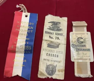 VINTAGE CHRISTIAN ENDEAVOR 1892 NY SUNDAY SCHOOL BUSHWICK BKLYN VICTORY SILKS - Picture 1 of 5
