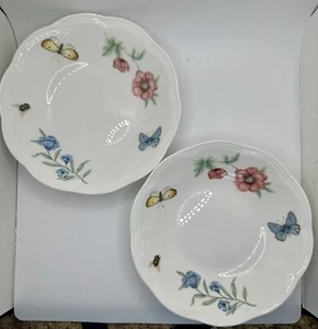 Lenox Butterfly Meadow Fruit Dessert Bowls Porcelain Set of 2 - Picture 1 of 6