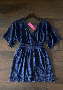 Lilly Pulitzer XS Solid TRUE NAVY PARIGI SKORT STRAMPLER Scalloped Shell Lace Neu mit Etikett - Bild 1 von 7