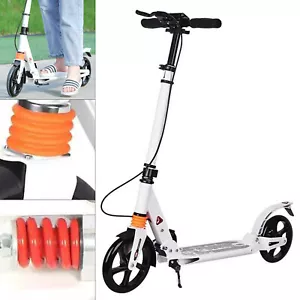 Faltbarer Scooter Für Erwachsene Mit Handbremse Cityroller Tretroller Weiß NEU - Bild 1 von 7