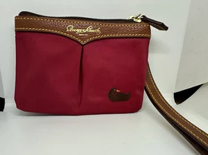 Dooney & Bourke Black Nylon And Leather Trim Embroidered Coin Purse - Picture 1 of 11