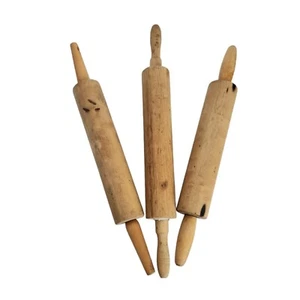 Lot Von 3 Vtg Holz Nudelhölzer Bauernhaus Cottagecore Primitive Dekor Sortiert A - Bild 1 von 19