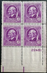 US 1940 Sc# 861 Plate Block of 4 MNH OG 3 Cent Famous Author Ralph W. Emerson - Picture 1 of 2