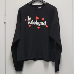 Sudadera Lulu Simon Studio Le Weekend para mujer XL dobladillo crudo manga larga negra - Imagen 1 de 14