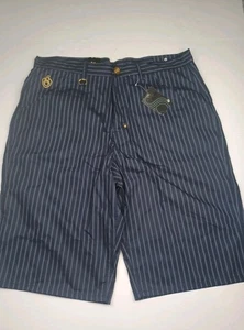 Eight 732 pantaloncino uomo blu taglia 42 baggy Y2K hip hop skater a righe oro aquila - Foto 1 di 11