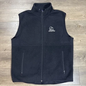 Ducks Unlimited Men’s Sleeveless Full Zip Vest Black Fleece Pockets Size XL - Picture 1 of 15