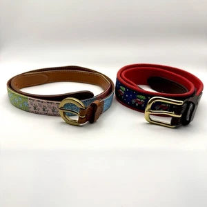 Vineyard Vines Boys Belts Lot of 2 – Beach & Christmas – Size XS & 28 USA Made - Picture 1 of 14