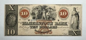 The Hagerstown Bank nel Maryland, banconota da 10 dollari obsoleta, non circolata - Foto 1 di 2