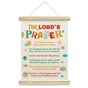 The Lord's Prayer Bible Verse Poster Hanger, Colorful Themed Christian Canvas... - Bild 1 von 5