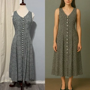 Vintage D.B.Y Women Floral Sleeveless Buttondown Maxi Dress Size 5 Back String - Picture 1 of 15