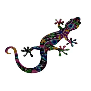 Wanddeko Bunter Gecko Bunt Metall - Eidechse Echse Deko - 30cm - NEU & OVP✅ - Bild 1 von 6