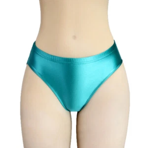 Women Satin Glossy Shiny Shorts Underwear Low Waist Stretch Knickers Swim Briefs - Picture 1 of 40