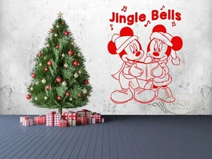 Mickey Minnie Mouse Jingle Bells Christmas Disney Wall Window Door Sticker Decor - Picture 1 of 4