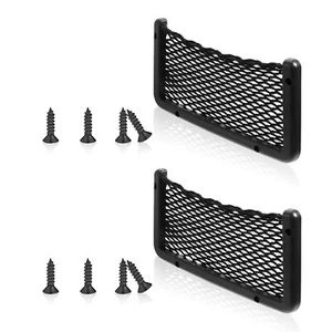 2 Pack Car Storage Net Bag Phone Mesh Net Holder Pocket Organizer, 9x4 Inch - Picture 1 of 7