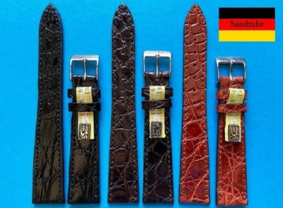 Echt Kroko Uhrenarmband passend für Patek 18/14 mm schwarz, braun, mittelbraun - Bild 1 von 3