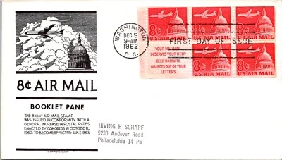 FDC 1962 SC #c64b Anderson Cachet - DC Cancel - Plate Blk Of 5 + Label - F78168 - Image 1 of 2