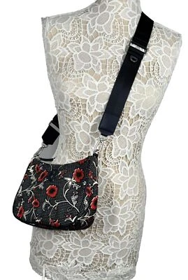 Tory Burch нейлона напечатано трансформируемый наплечная сумка цвет темно-синий/красный ретро W9xH7D2.5 - Изображение 1 из 4