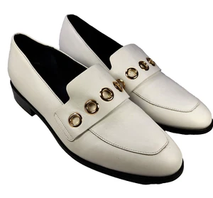 Tila March US size 8 White Leather healed Loafers - FR 39 - Made in Portugal - Picture 1 of 10