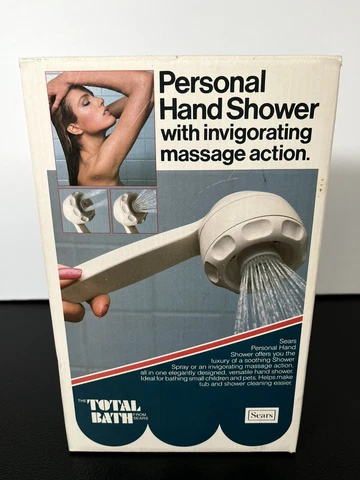 Vintage Sears Total Bath Personal Hand Shower w/ Massage Action, New Open Box Cover