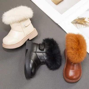 Girls Boys Fur Lined Warm Snow Boots Kids Soft Booties Toddlers Winter Shoes New - Picture 1 of 19