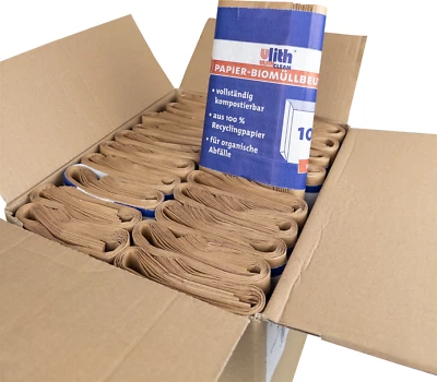10 bis 200 Stück - Premium 10 Liter, Bio Papiertüten, Müllbeutel, Abfalltüte - Bild 1 von 4