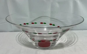 Gorham Crystal Bowl Dish Red & Green Serving Punch Bowl Colorful Red Bottom - Picture 1 of 3