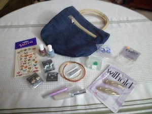 Girls Blue Jean Purse w/HairCare BonBons EarRings Fashion Birthday Gift 16 Piece - Picture 1 of 4