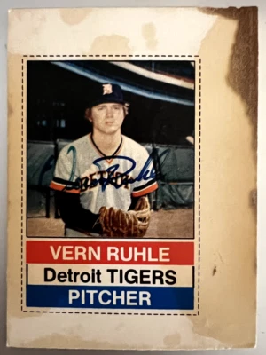 1976 HOSTESS TWINKIES VERN RUHLE AUTOGRAPH CARD DETROIT TIGERS - Image 1 of 2