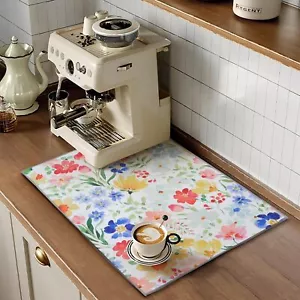 Drying Matt Kitchen Counter Drying Mat for Kitchen Counter Floral Microfiber ... - Picture 1 of 7