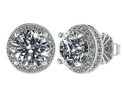 925 Sterling Silver Pure Brilliance Zirconia Hypoallergenic Halo Stud Earrings - Image 1 of 4