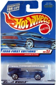 1998 Hot Wheels #638 First Edition #6 Jaguar D-Type 5 spk malaysia base - Picture 1 of 1