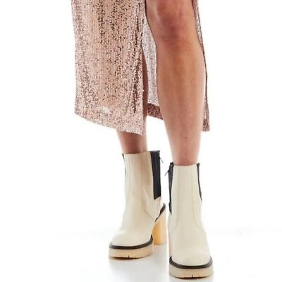 Free People James Chelsea Cuero Cremallera Botines Blanco EU 40 | US 9.5 $188 Foto 1 de 4