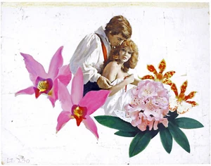 Len Thurston "Pirate's Love" original gouache illustration flower petal blossom - Picture 1 of 3