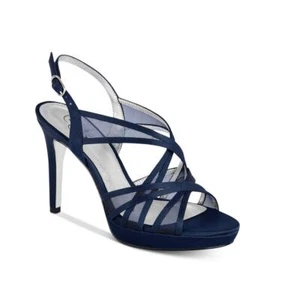 ADRIANNA PAPELL Mujer NUEVAS Sandalias Tacones Plataforma Adri Satinado Azul Marino/Talla 9.5 - Imagen 1 de 4