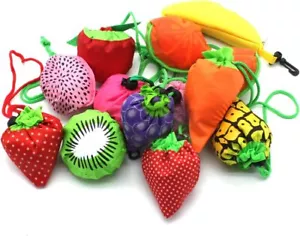 10PK Reusable Grocery Tote Bag Foldable Fruit Design Storage for Shopping Travel - Picture 1 of 2