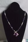 Amethyst necklace/Horse pendants with match earing &amp; gold lock 28&quot; long.# 3